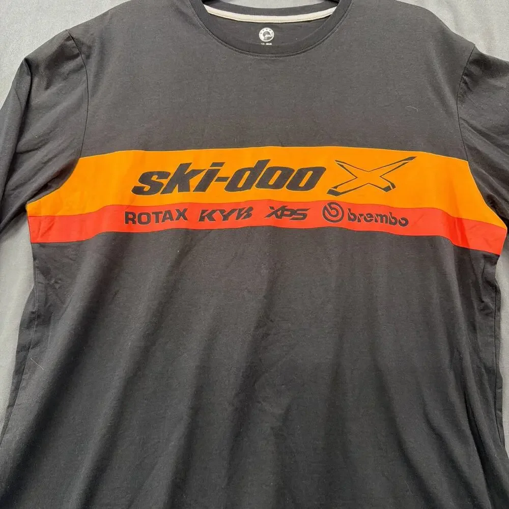 SKI DOO BRP MENS GRAY SNOWMOBILE CREW NECK LONG SLEEVE COTTON BLEND TSHIRT XL